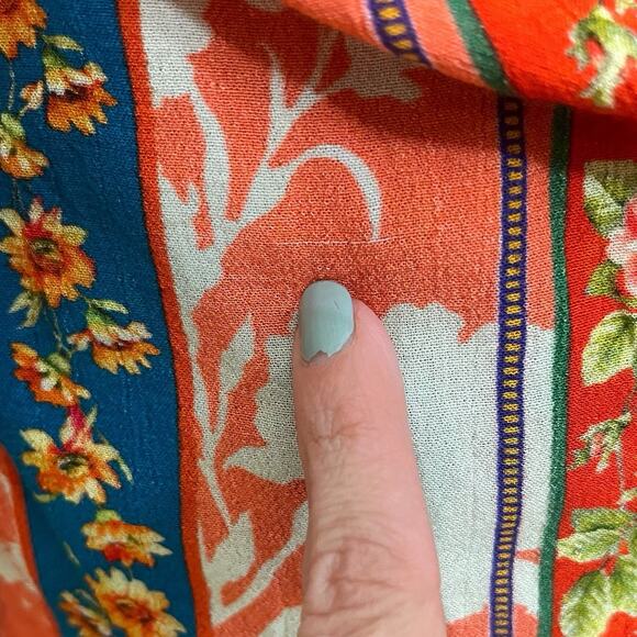 Anthropologie Vineet Bahl Mixed Floral Print Peasant Top Medium Boho Embroidered - Picture 6 of 12